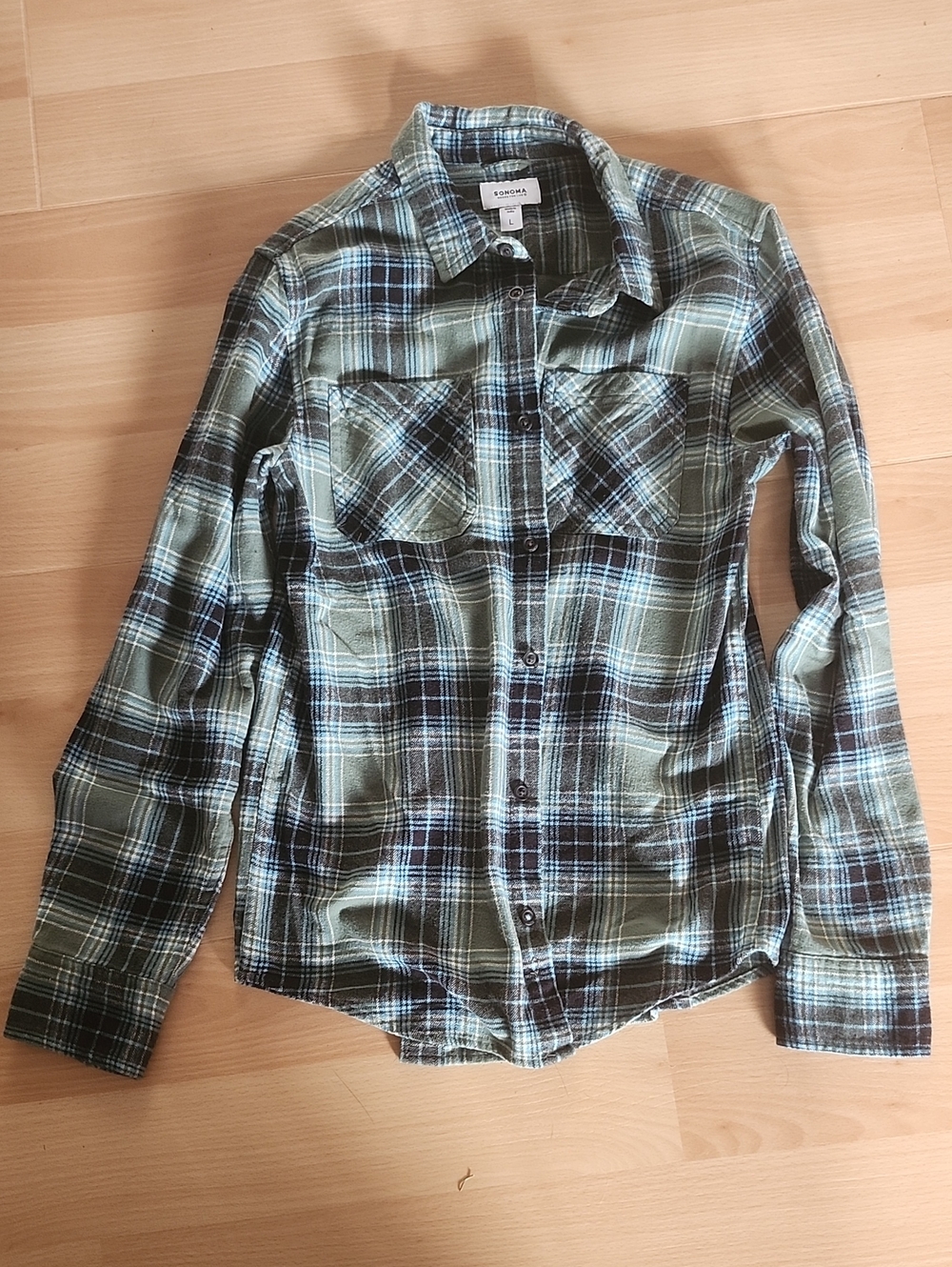 Sonoma Boy's Green Plaid Button-Up Shirt